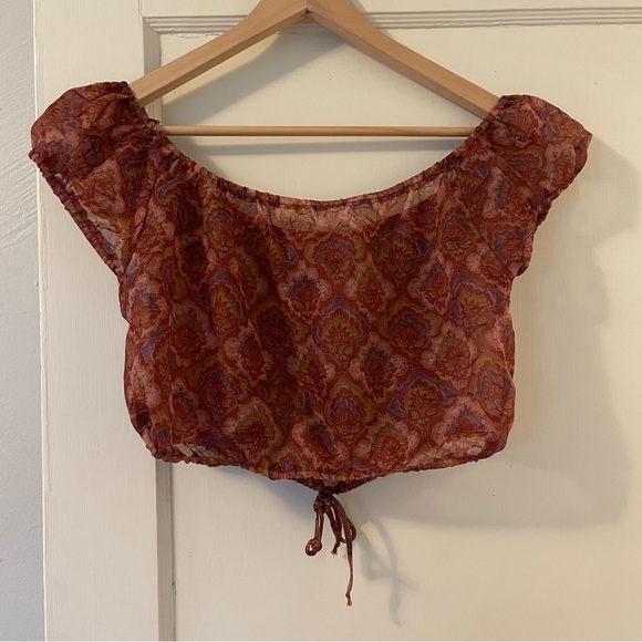 To the Max Sheer Boho Off-the-Shoulder Crop Top - Picture 2 of 6